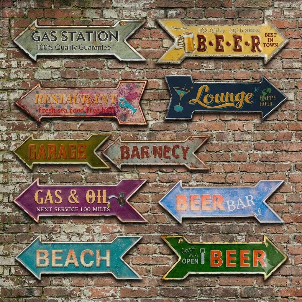 Vintage Metal Arrow Sign – Retro Decor Collection