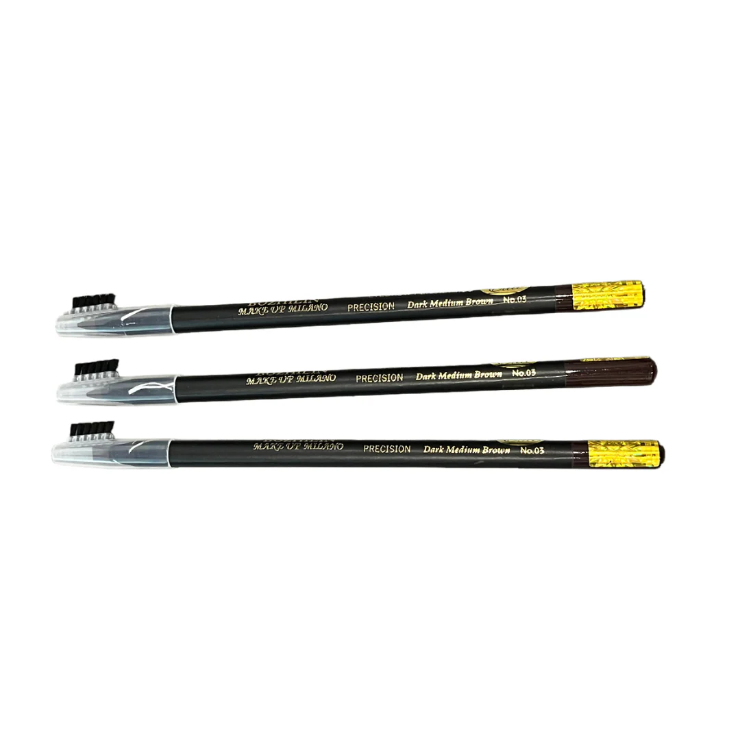 Precision Eyebrow Pencil with Spoolie – Set of 3, Dark Medium Brown